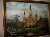 Original Huge Oil Painting by Saralee Keating (a New Orleans artist)--This is Jackson Square in the 1960's--retro and cool!