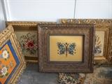 huge! antique frames with needle point pictures