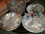 this is what 550 pieces of costume jewelry looks like--3 large wash pans and a huge basket FULL