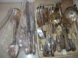 many pieces of both sterling and plate vintage serving pieces (reasonably priced)