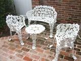 four piece vintage wrought iron patio set