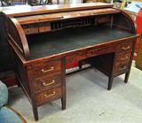 Antq. Mahogany Roll-Top Desk.