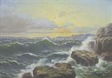 Very Lg. Oil on Canvas Seascape by Sten Lundmark.
