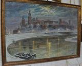 LG. PAINTING BY ALEKSANDER TROJKOWICZ OF KRAKOW. OIL ON CANVAS. DATED 1967. MEASURES 34" X 50".