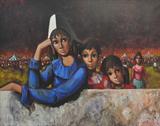 PAINTING OF CHILDREN AT FAIR SGD J.P. SERRIER. DATED 1966. OIL ON CANVAS. MEASURES 28" X 36".