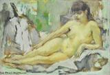 Small Oil Painting of Nude by Maryse Ducaire.