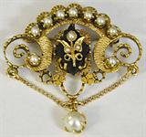 14K & Pearl Victorian Brooch.