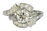 Antq. Platinum Ladies' Ring w/Large Diamond.