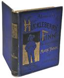 Rare Blue Cover First Edition of "The Adventures of Huckleberry Finn", a Book by Mark Twain.