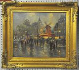 OIL PAINTING AFTER ANTOINE BLANCHARD.
FRENCH STREET SCENE. OIL ON CANVAS. MEASURES 17 1/2" X 20 1/2".