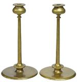 Pr. of Bronze Arts & Crafts Candleholders.