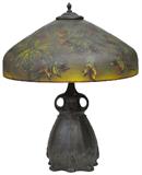Unsigned Pittsburgh Reverse-Glass Painted Lamp.