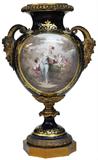 Royal Vienna-Type Porcelain & Metal Urn.