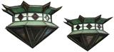 Pr. of Older Stained & Leaded Glass Hanging Light Fixtures.