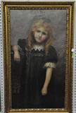 Large Oil Painting of Young Girl, Unsigned.