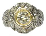 14K White Gold Ring w/Fancy 1.5 Carat Diamond Center.