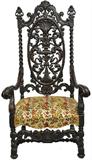 Very Ornately Carved Antq. Throne Chair.