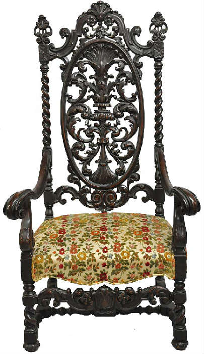 Very Ornately Carved Antq. Throne Chair.