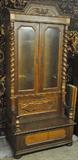 Antq. Bench / China Cabinet w/Turned Sides.