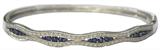 14K White Gold Sapphire & Diamond Bangle Bracelet.