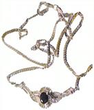 14K White Gold Diamond & Sapphire Necklace (Some Kinks in Chain).