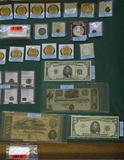 Wide-Angle Photo of Coins & Currency.