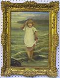 OIL ON CANVAS OF GIRL SGD. T. KOHLER. DATED 1880. MEASURES 18 1/2" X 12 1/2".