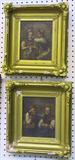 LOT OF 2 SMALL ANTQ. EUROPEAN OIL PAINTINGS. UNSIGNED, OIL ON CANVAS. THESE MEASURE 7 1/2" X 6".