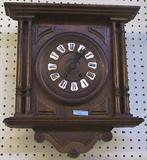 VICTORIAN WALL CLOCK W/4 PILLARS. 18 1/2" LONG.