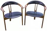 Pr. of Mogens Kold #308 Danish Modern Leather & Teak Chairs.