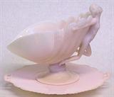 Unusual Pink Glass Nude Girl Bowl w/Underplate.