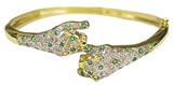 14K Ladies' Emerald & Diamond Bangle w/Leopard Design. Weighs 14.1 Pennyweight.