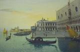 Lg. Watercolor of Venice Plaza by Eugenio Benvenuti.