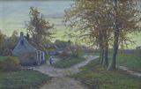 SM PAINTING, LANDSCAPE, SGD RUPPRECHT. MEASURES 7 1/2" X 11 1/2". IN ORNATE GOLD FRAME.