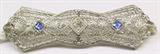 14KT ANTIQUE DIAMOND AND SAPPHIRE FILIGREE PIN.