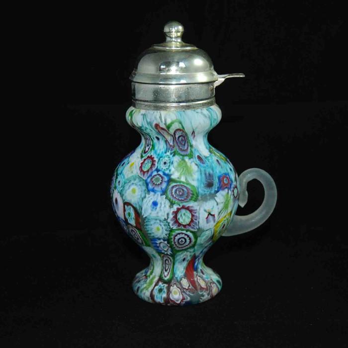 T_141.JPG	Antique - Murano art glass "Milefluer" syrup pitcher
Condition: Very Good
Shipping: Yes
Size: 5"