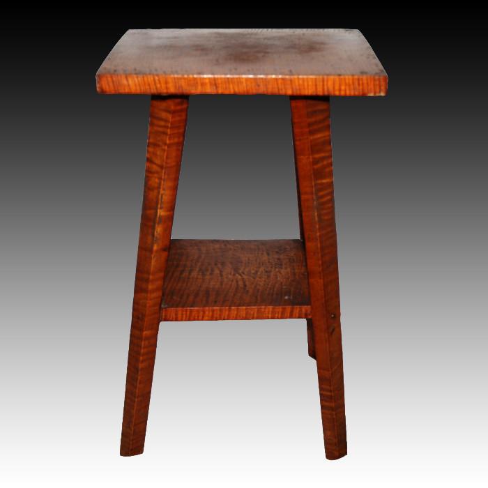 Early 19th century tiger maple Arts and Crafts styled side table
Condition:Very Good
Shipping: Please contact for estimates
Size:12 1/2'" x 12 1/2" x 19"