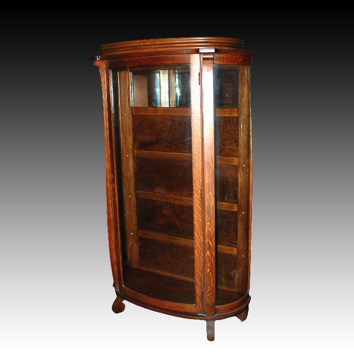 Antique Empire China cabinet, bowed original glass with wooden shelves partial mirror back
Condition:Very Good
Shipping: Please contact for estimates
Size:65 1/2" x 44 1/2" x 18"