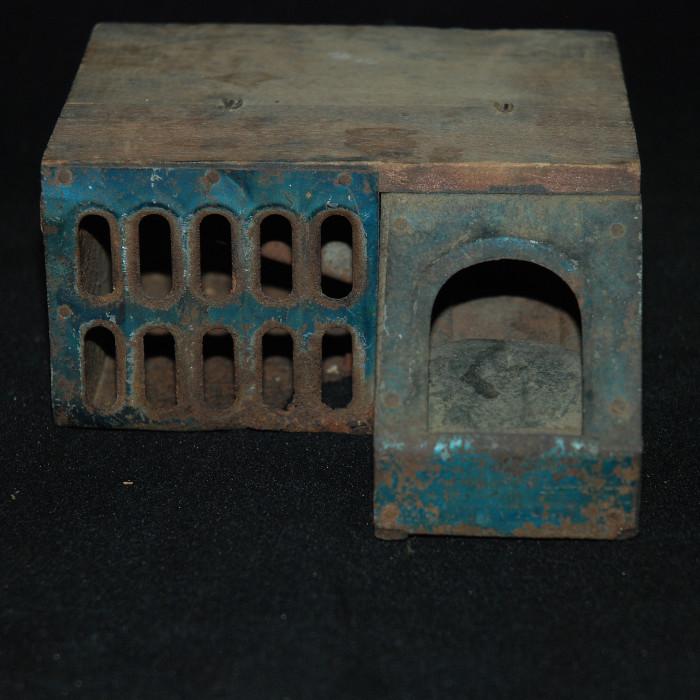 Mousetrap, Patent pending 1877 The Delusion", Erie Pa. Wood and Tin, Seems as though the mice chewed a hole through the wood in a small area as well as the base seems to have some corrosion issues, please not pictures
Condition: Good
Shipping: Call for quote
Size:4" x 4" x 2"