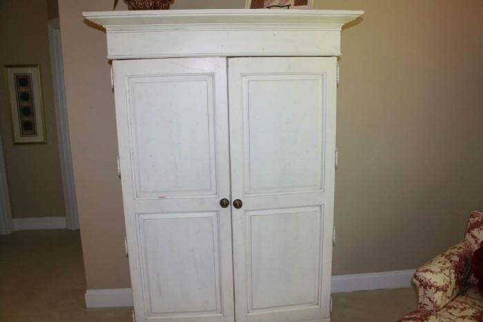 Beautiful distressed white armoire