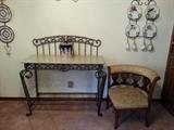 Wrought Iron Side Board, Corner Chair