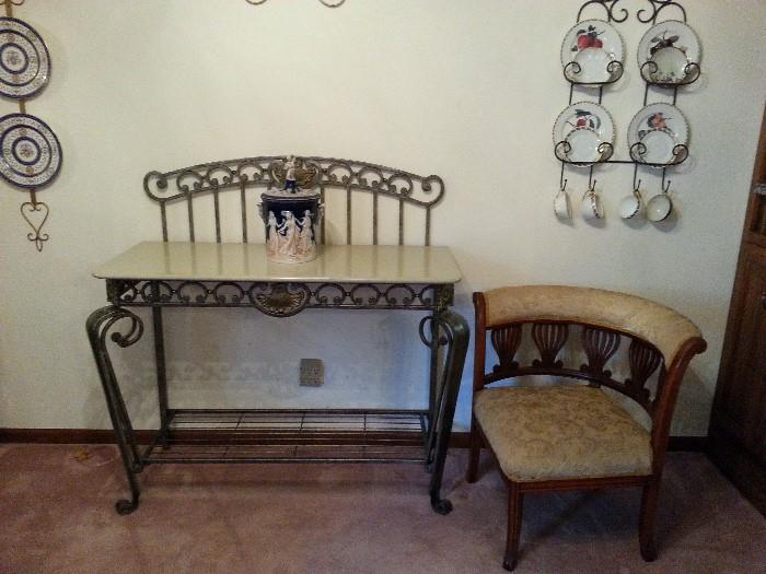 Wrought Iron Side Board, Corner Chair