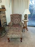Wing back chair and ottoman