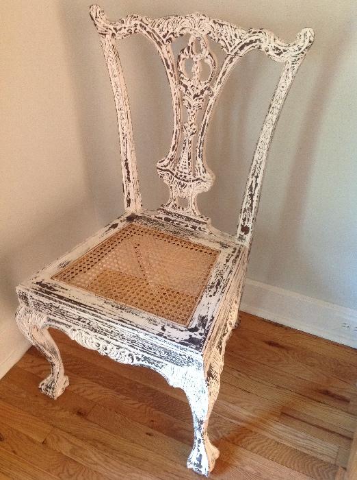 White- washed cane seat chair