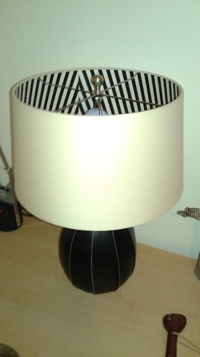 Leather Base, Zebra Shade Lamp