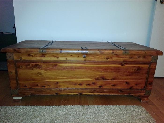 Vintage cedar chest with brass straps