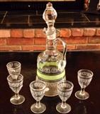 Vintage Etched Cordial Set