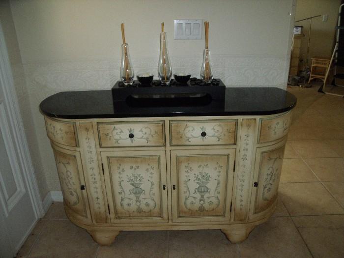 Hand-painted marble top chest for entry or dining room