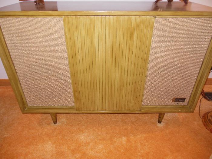 Mid Century Zenith Stereophonic Cabinet Silver Mist