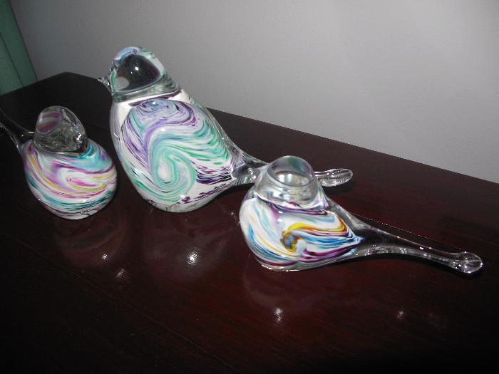 Vintage Art Glass Birds